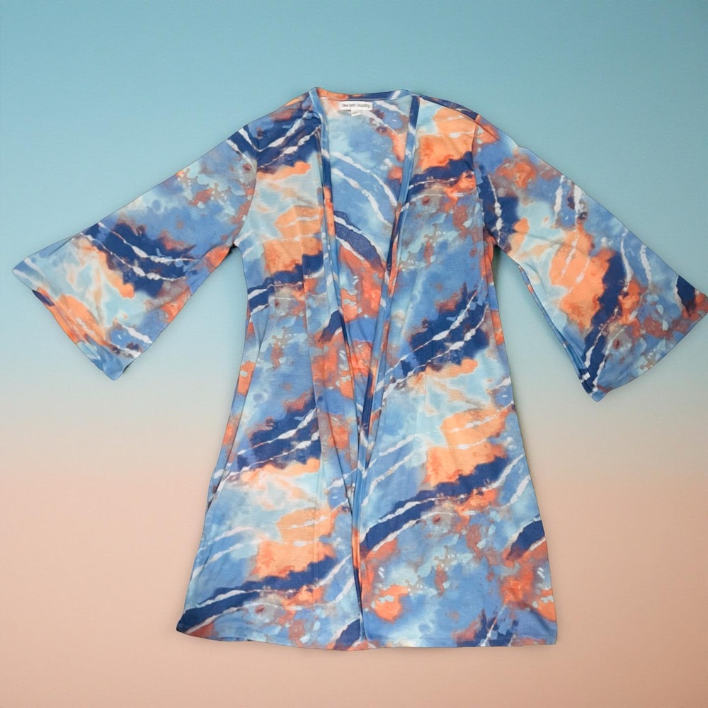 New York Laundry Tie-Dye Open-Front Duster Cardigan - Picture 6 of 12